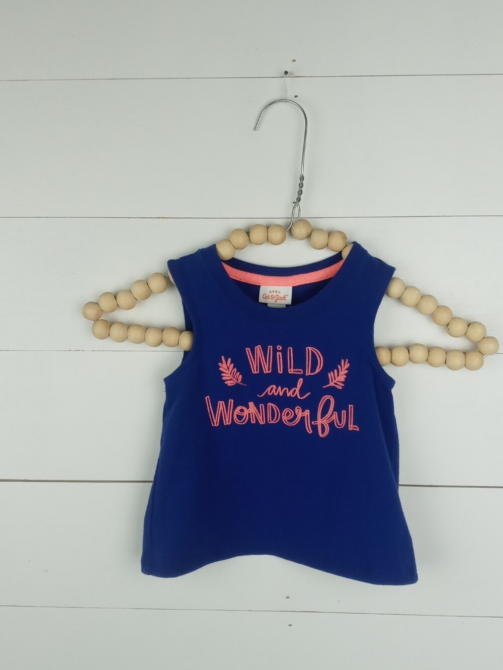 Cat & Jack girls size 12 mos royal blue pink wild and wonderful tank open b